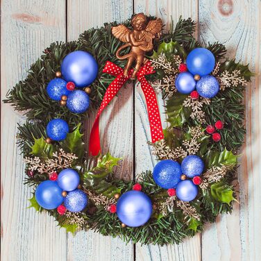 101 шт. блакитні ялинкові кулі Aitsite 6см/4см/2см, пластикові прикраси для ялинки, декор для дому, свята