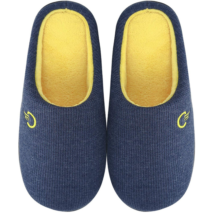 Тапочки зимові Mishansha унісекс, тепла підошва з memory foam, розмір 36-47, джинсова синь, жовтий, EU 44/45