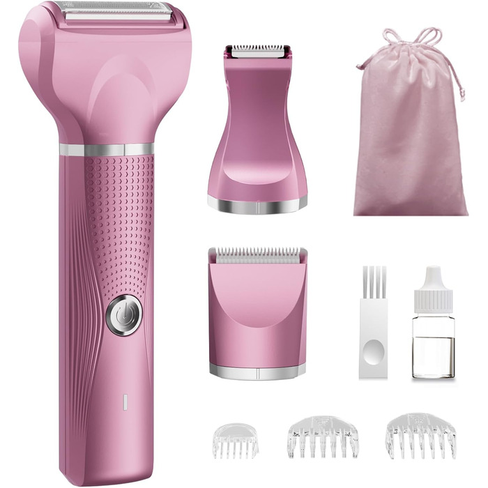 Електричний жіночий набір для гоління: багатофункціональний, для тіла, зони бікіні, USB-C, з чохлом (Рожевий)