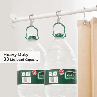 Штанга для душу L-подібної форми, регульована, з 12 кільцями та опорою для стелі, для ванни/ванної кімнати, білий, 60-130см x 60-130см