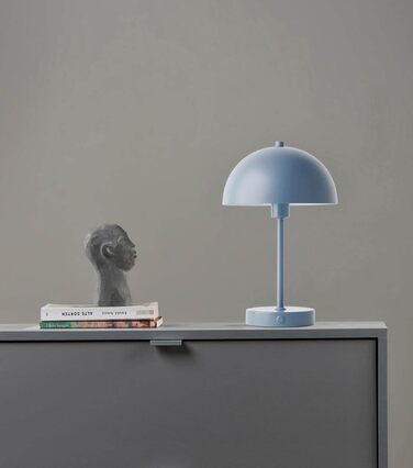 Mokebo® LED настільна лампа бездротова, акумуляторна, диммерна з USB-C 'The Lighthouse', вінтажна лампа-горщик, грибкова лампа та настільна лампа Taupe (мідний колір) з металу з акумулятором, тепле біле світло (блакитно-сірий)