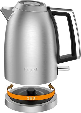 Krups Smart'n Light Kettle, 5 Temperatures, 1.7 Liter Capacity, Stainless Steel Interior, Double-Walled, Black, BW801810 (BW552D Excellence)