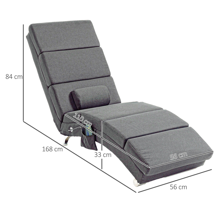 HOMCOM Recliner with Massage Function Electric Lounge Chair Massage Chair with High Backrest, Remote Control, Foldable TV Chair with 5 Modes, Pillow, Dark Grey | Aosom