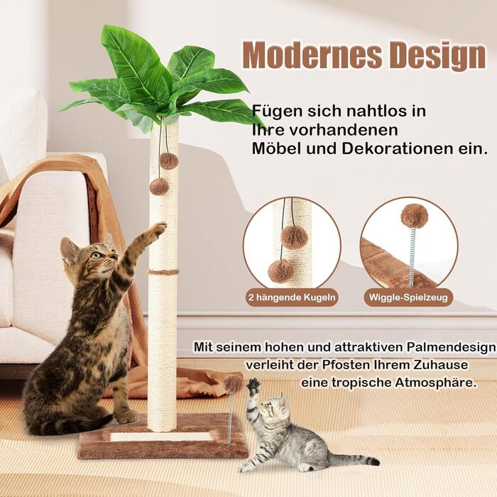Котячий кігтетоп Leisuremix XXL, 80 см, зелений, сучасний дизайн, для великих котів