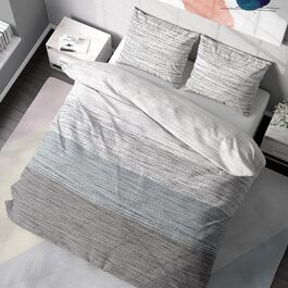 Комплект постільної білизни Premium 155x200 см, 100% бавовна Renforcé, гіпоалергенна та дихаюча, сертифікат ÖKO-TEX, з блискавкою, 2 предмети (підковдра + наволочка 80x80), Колір: Блакитний/Сірий