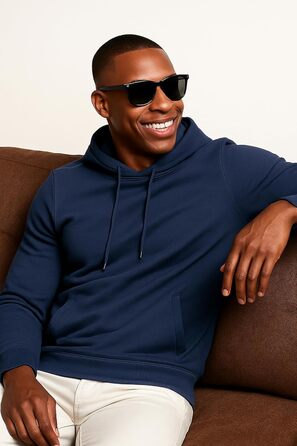 Чоловіча толстовка Leif Nelson Slim Fit з капюшоном, довгим рукавом, темно-синього кольору для спорту та повсякденного носіння