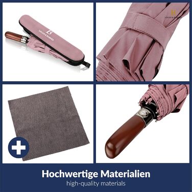 Чорний парасолька LOGAN & BARNES Dublin: штормостійкий, з дерев'яною ручкою, тефлонове покриття