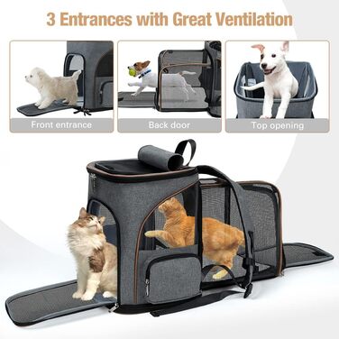 Рюкзак-переноска для кота та собаки Lekesky, сірий, великий (33 x 29 x 38 см)