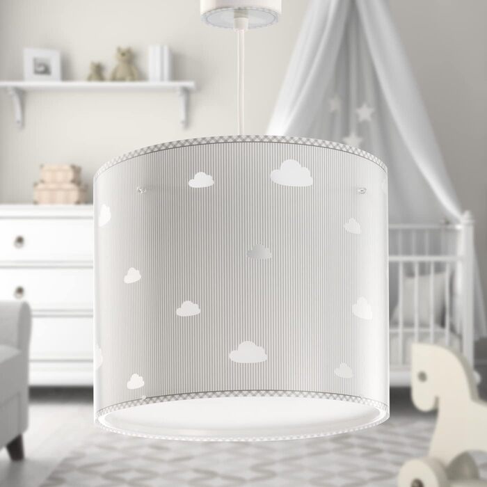 Children's Lamp Pendant Light Hanging Lamp Clouds Sweet Dreams Grey, 26 x 26 x 23 cm