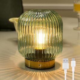 LED настільна лампа MJ PREMIER: акумуляторна, з сенсорним керуванням, регулювання яскравості, скло, USB зарядка, аварійна, зелена