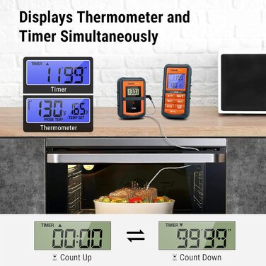 Термометр для гриля ThermoPro TP07 з таймером: BBQ, духовка, коптильня, дальність до 90 метрів
