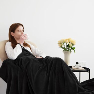 CozyLux Пухнаста ковдра для дивану 150x200 см - тепла та м'яка ковдра для чотирьох сезонів, флісова ковдра для софи/ліжка/дивану (2 шт., чорний)