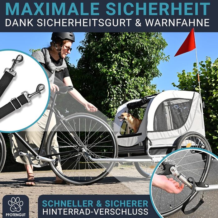 2-в-1: велосипедний причіп та візок для собак - для малих та великих собак до 40 кг. З безпечним ременем, відбивачами, дощем та прапором.