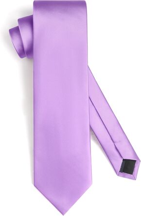 HISDERN Комплект краваток для чоловіків: краватка, нагрудна хустинка та краватки-затискач. Класичний однотонний дизайн, фіолетовий колір. Ідеально для святкових заходів, весілля та вечірок.