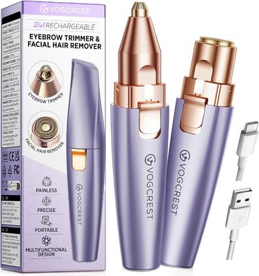 Триммер для обличчя та брів VG VOGCREST 2-в-1 з LED-підсвіткою (Рожеве золото, Фіолетовий)