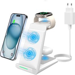 Бездротова зарядка 3-в-1 для Apple Watch, iPhone та AirPods Pro (білий)