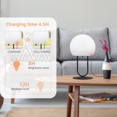 MALUX Акумуляторна настільна лампа LED, водонепроникна IP44, портативна, з димером, 3 режими світла, USB-C, для дому та вулиці