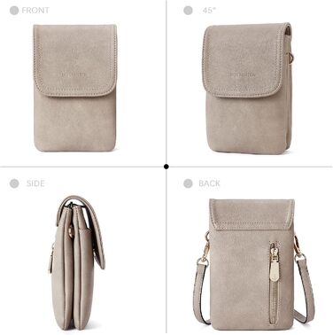 Сумка-клатч BOSTANTEN Klein через плече для телефону, сіра PU шкіра, жіноча, з гаманцем