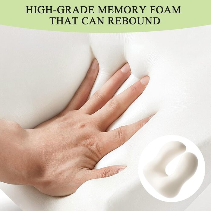 Подушка для шиї у подорожах, Memory Foam, ергономічна підтримка шиї | Подушка для шиї, подушка-ролик | Для подорожей, офісу, літака та дому, зелена