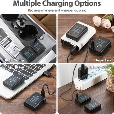 Зарядний пристрій ENEGON EN-EL14 20W з подвійним акумулятором, швидка зарядка, сумісний з Nikon D3100, D3200, D3300, D3400, D3500, D5100, D5200, D5300, D5500, D5600, Coolpix P7000, P7100, DF, LCD-дисплей, 2 USB-C для прямої зарядки камер