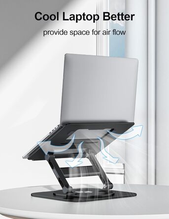 MCHOSE Adjustable Laptop Stand - Ergonomic Aluminum Laptop Riser for Desk - 360° Rotation - Compatible with MacBook Air & 10-17