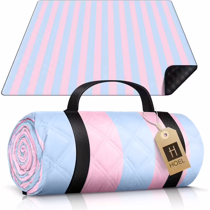 HOEL Picnic Blanket 200x200 cm Water-Repellent + Insulated - Padded Beach Mat XXL - Picnic Blankets - Outdoor Beach Blanket for Picnic Camping Beach