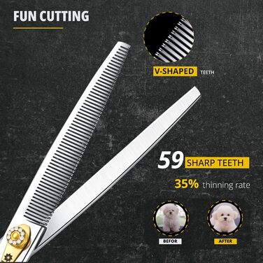 Професійна собача шерсть ножиці Dream Reach 8 дюймів - 440C нержавіюча сталь, ергономічна ручка, для собак та котів