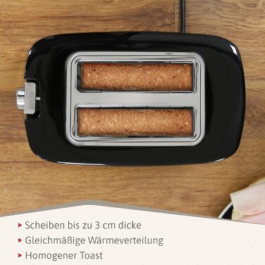 Набір для сніданку: тостер на 2 підсмажування, 7 рівнів підсмажування та бездротовий чайник 1,7 л, 2200 Вт, чорний, BPA-free, сучасний дизайн