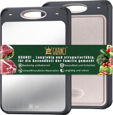 Ніжкова дошка для кухні GUANCI двостороння з нержавіючої сталі 304, розмір 35x24 см, легка у догляді