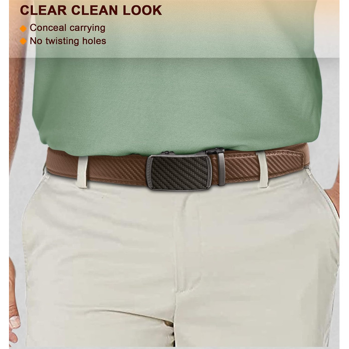 Чоловічий шкіряний ремінь BULLIANT з автоматичною застібкою, ширина 35 мм, регульований розмір 110 см (30'-36' талії)