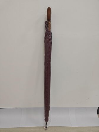 KEYHOT Windproof Umbrella - Large Stick Umbrella with Wooden Handle for Men & Women - 12 Ribs, XL - Burgundy, 118cm