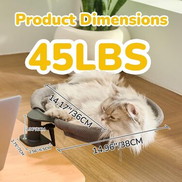 Підвісне ліжко для котів CATISM 360° - зручне котяче ліжко-гамак, сіре, 36x38 см, до 20 кг