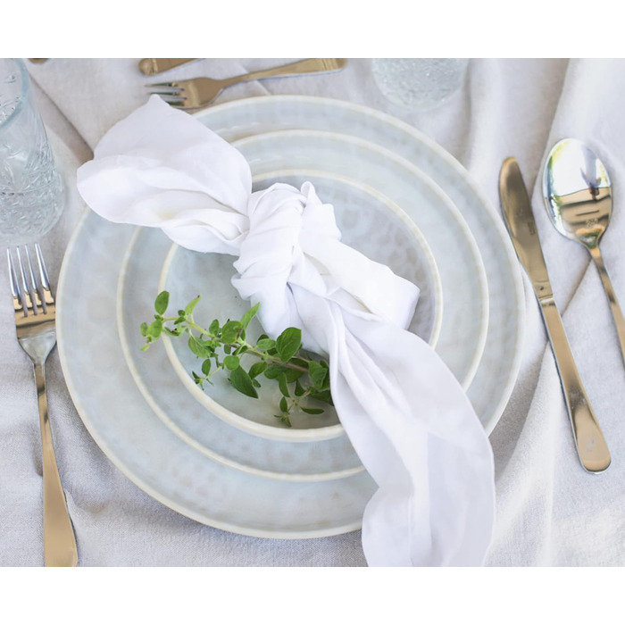 Набір посуду MÄSER Serie Tiles Modernes Vintage для 2 осіб (8 предметів) - кераміка, дизайн Мавританії, скандинавська форма, білий