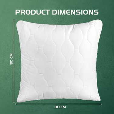 Подушка Utopia Bedding 80x80 см (2 шт.), стьобана, біла, для ліжка, дивану та декору