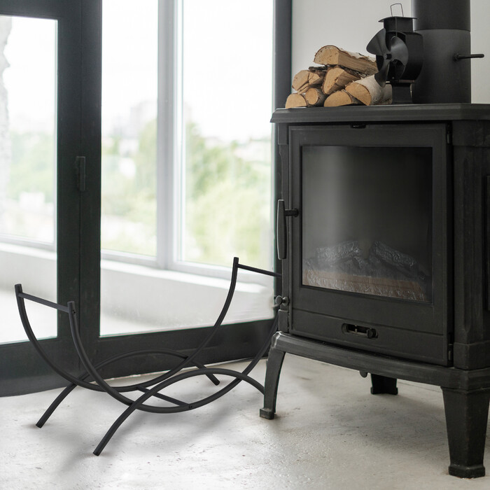 Relaxdays Black Metal Firewood Basket