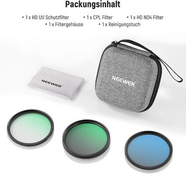 Набір фільтрів для об'єктивів NEEWER 46mm: UV, CPL, ND4 з жорстким кейсом