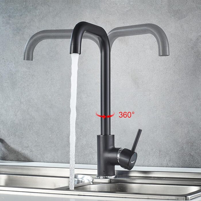 Кухонний змішувач IBERGRIF M22105A, одноlever, матовий чорний, для кухні