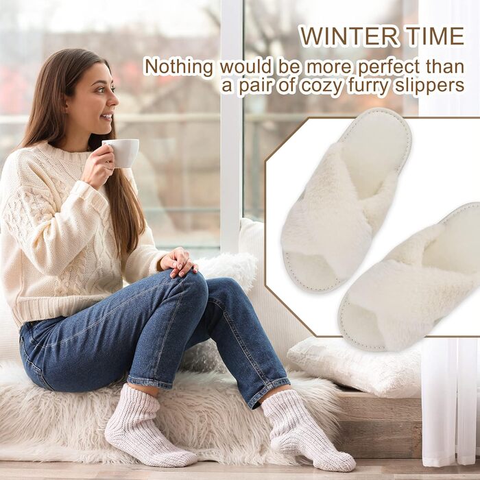 Жіночі плюшеві домашні тапочки Riehmot (38/39 EU, бежеві)