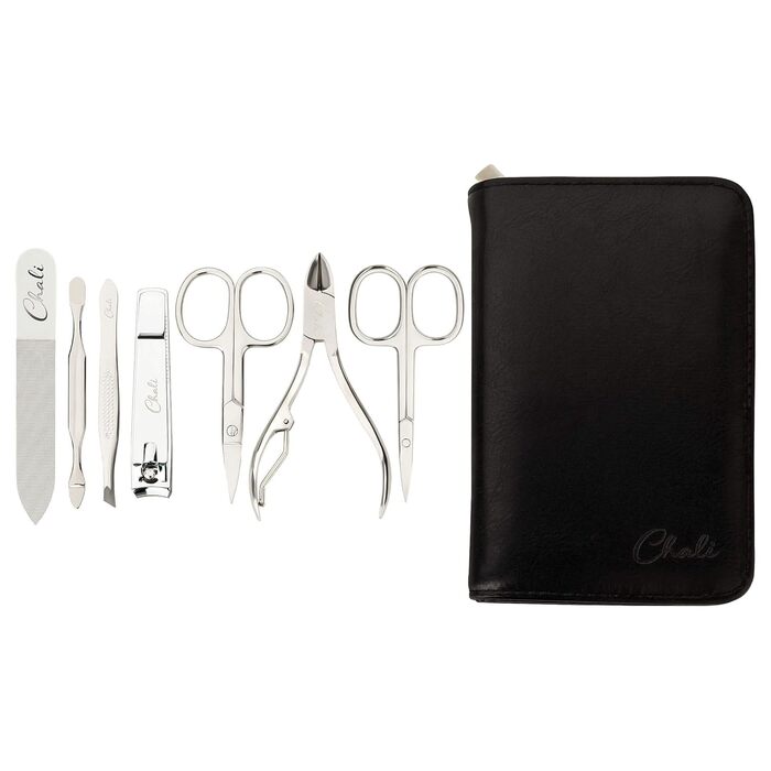 Набір для манікюру та педикюру Chali® 7 предметів з етаньє, нержавіюча сталь, чорний