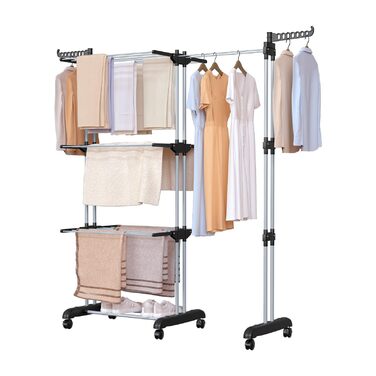 Сушарка для білизни Oak & Tea Turm, 83-200см, XXL, на колесах, 4 яруси, для дому та вулиці (Чорний)