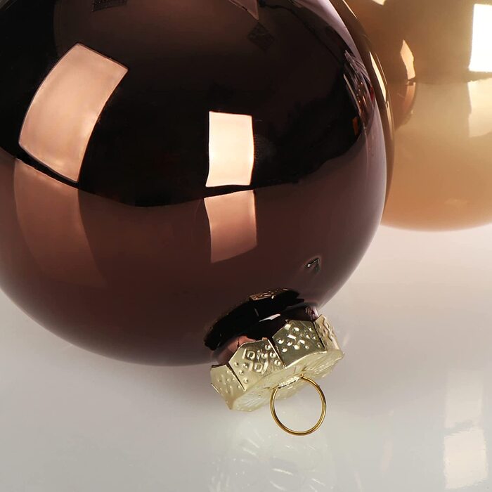 com-four® 6X Christmas Bauble - Glass Christmas Tree Baubles - Christmas Tree Decorations - Christmas Tree Ornaments - 8cm Bronze Glass Baubles
