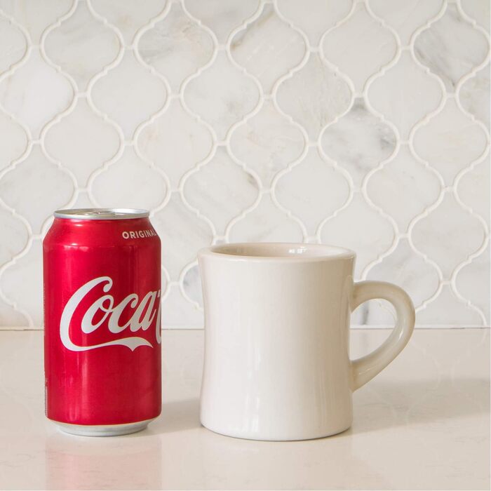 Serami Original Coffee Cup Set, 325 ml, Cream, Ideal for Kitchen, Travel, and Hot Tea, Retro Waffle House Mug with Handle, Durable Coffee Cups (Set of 6)
