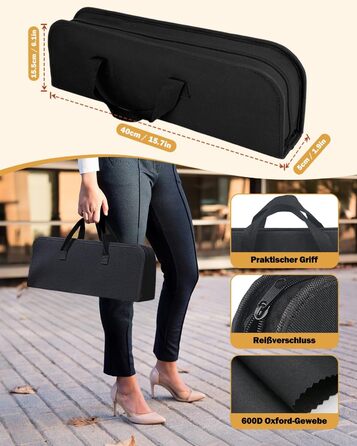 Набір гриль-посуду, 6 предметів, нержавіюча сталь, з сумкою. Професійний набір для гриля, барбекю, кемпінгу