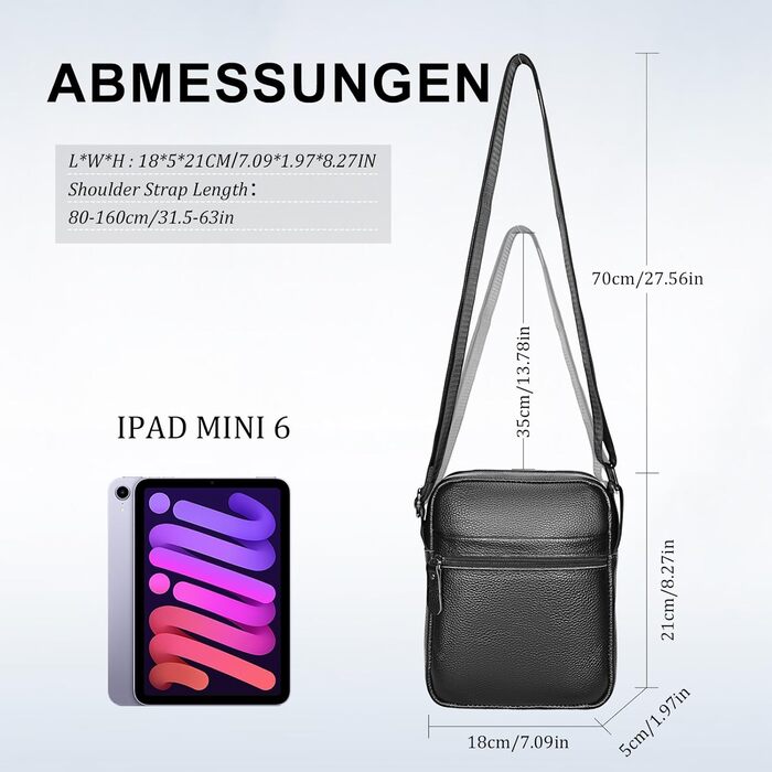 Чоловіча сумка через плече Leathario з натуральної шкіри, велика місткість, чорна