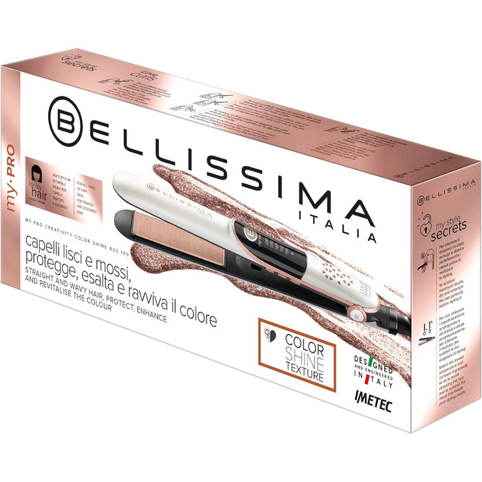 Випрямляч для волосся Bellissima Creativity Color Shine B22, для фарбованого волосся, з регулюванням температури 150-230°C, захисне покриття