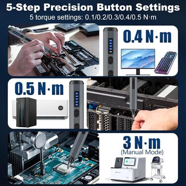 Набір інструментів для ювеліра та ремонту техніки Feinmechaniker, 52 в 1, з магнітним викруткою, 5 передач, регулювання моменту, для iPhone, iPad, Macbook, комп'ютерів, Switch, PS4, PS5, окулярів, годинників