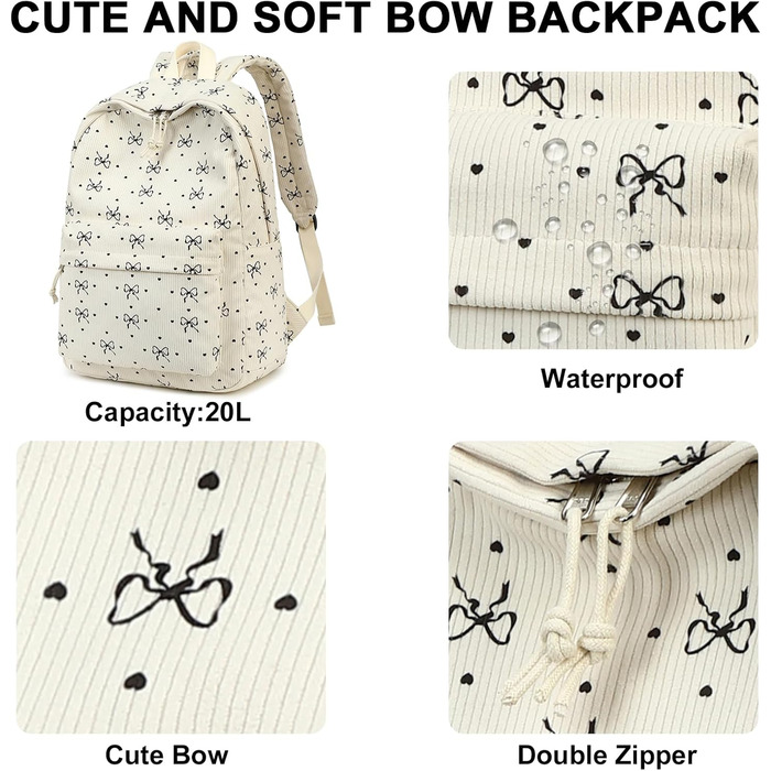 BTOOP Рюкзак унісекс 0122 (1 шт.) 17' з чорним сердечком з бантиком