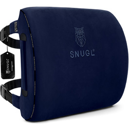 Подушка для попереку SNUGL для офісного крісла, ортопедична подушка з піни Memory Foam для підтримки спини, коректор постави для жінок та чоловіків, автомобільна подушка (Темно-синій)