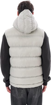 Чоловіча жилетка з пуховиком Premium – м'який матеріал, знімна капюшон (S, Сірий)