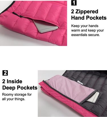 Жіночий теплий пуховий жилет itte Donkey Andy для хайкінгу, подорожей та повсякденного носіння (Verdünner Rosa, XS)